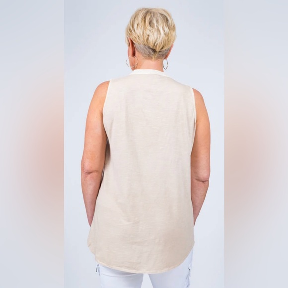 TINA‎ STEPHENS Cloe Button Front Top Sleeveless Linen Women's Blouse NWOT - Picture 9 of 9